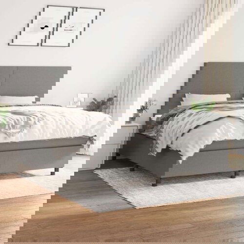  Kreveta s oprugama i madrac svjetlosivi 180x200cm tkanina Slike