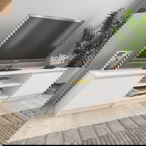 Furnova TV omarica bela 140x40x35,5 cm iverna plo&amp;scaron;ča, (21924307) Slike