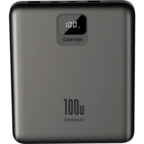 Canyon power bank PB-2008 LED FLAT 20000 mAh PD100W QC3.0 Dark Grey - CNE-CPB2008DG