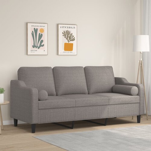  The Living Store Kavč trosed z okrasnimi blazinami taupe 180 cm blago - Trosed, (21484441) Slike