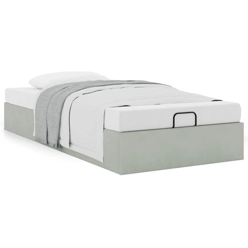 VidaXL Otomanski posteljni okvir brez vzmetnice siv 90x190 cm žamet Slike
