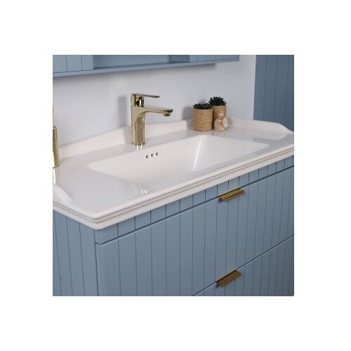 Hanah home Set kupaonskih ormarića s umivaonikom i ogledalom, 2 komada, plavi Slike