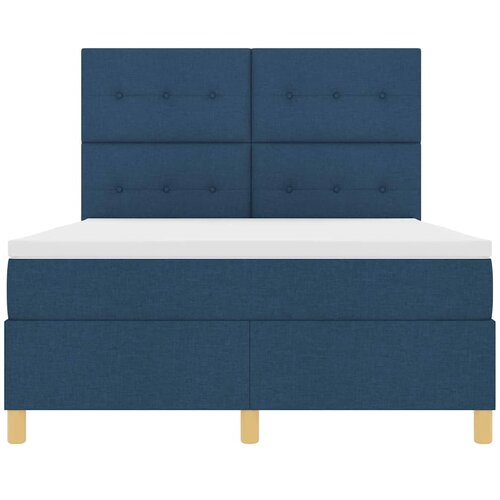  LED Box Spring Krevet s uzglavljem Plava 160 x 200 cm tkanina Slike