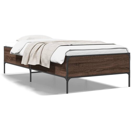 VidaXL Okvir za krevet smeđi hrast 90x200 cm konstruirano drvo i metal Slike