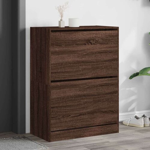 Ormarić za cipele s 2 ladice smeđa boja hrasta 80 x 42 x 108 cm Cijene