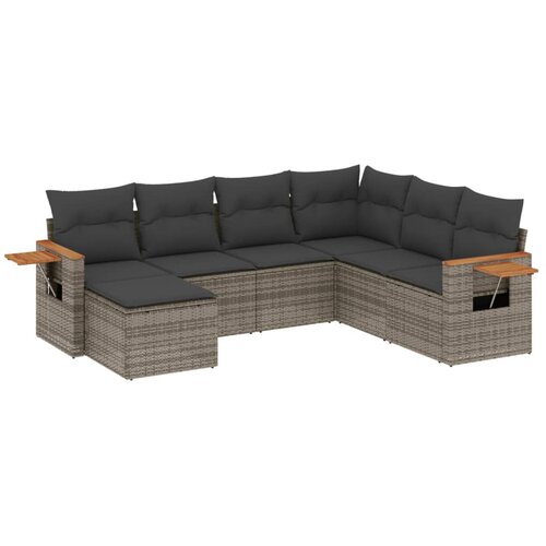 Maison Chic Seti vrtnega pohištva - Vrtna garnitura - Vrtni pohištvo set 7-delna z blazinami siv poli ratan, (21802260) Cene