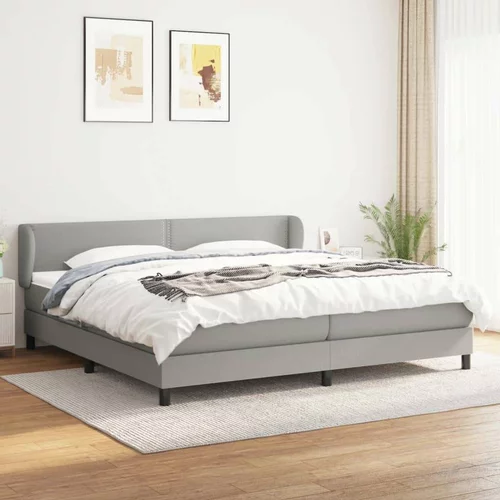  Box spring postelja z vzmetnico svetlo siva 200x200 cm blago, (20725782)
