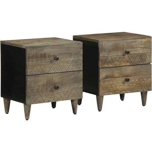  Noćni ormarići 2 kom svijetlo sivi 40x33x46 cm Puno drvo Mango Cijene
