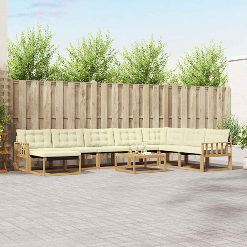  Set vanjskih sofa 9 pcs Bijela i krem Čvrsto drvo akacije Cene