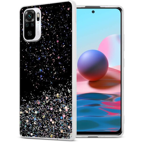 Cadorabo Ohi&scaron;je, združljivo z Xiaomi RedMi NOTE 10 4G / RedMi NOTE 10S in črna z ble&scaron;čicami - Za&scaron;čitni ovitek iz prožnega silikona TPU s svetlečimi ble&scaron;čicami, (20860281) Cene