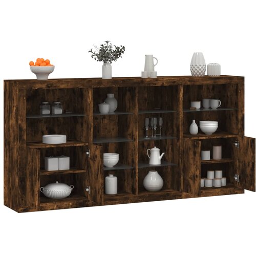  The Living Store Komoda z LED lučkami dimljen hrast 202x37x100 cm - Komoda, (21448458) Cene