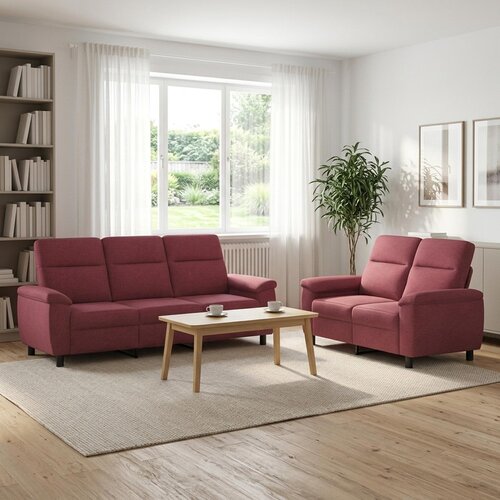  Set sofe 2 pcs Vinska crvena Tkanina Slike