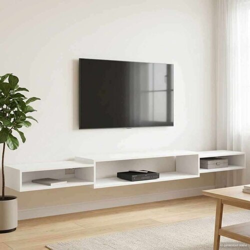 TV ormar za montažu na zid Zidna montaža Bijela - Bijela 220 cm Cijene
