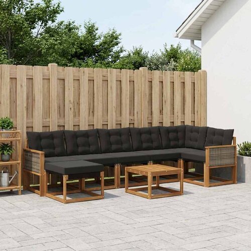  Set vanjskih sofa 8 kom. Prirodna i crna Cijene