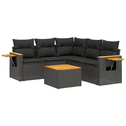  6-dijelni set vrtnih sofa s jastucima crni od poliratana Crna 61.5 x 62 x 69 cm Slike