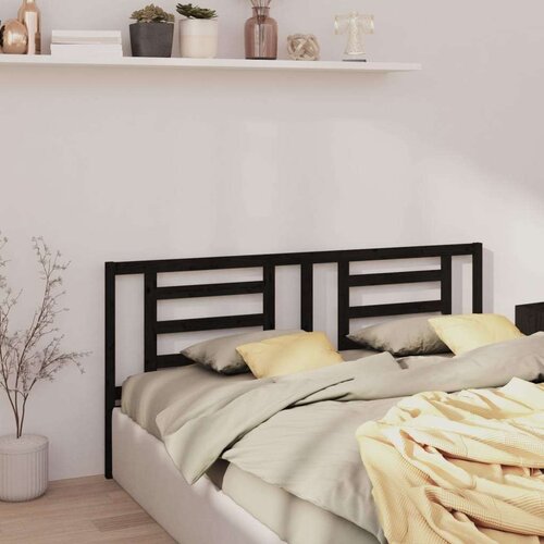  Uzglavlje za krevet crno 166 x 4 x 100 cm od masivne borovine Slike