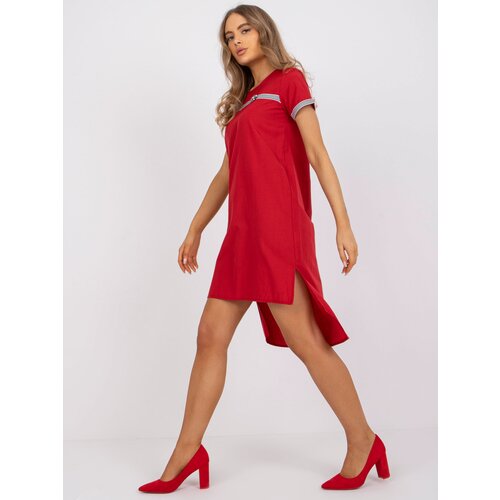 Fashion Hunters Red asymmetrical dress made of cotton Cijene