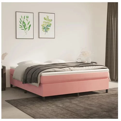  Box spring posteljni okvir roza 160x200 cm žamet