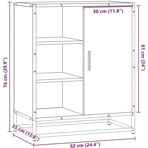 VidaXL Komoda smeđi hrast 62x35x76 cm konstruirano drvo Slike