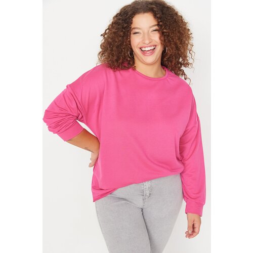 Trendyol Curve Fuchsia Crew Neck Thin Knitted Sweatshirt Slike