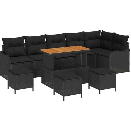  Sjedeća garnitura za vrt 10 kom. Crna poliratan 287,5 x 122,5 x 85 cm Slike