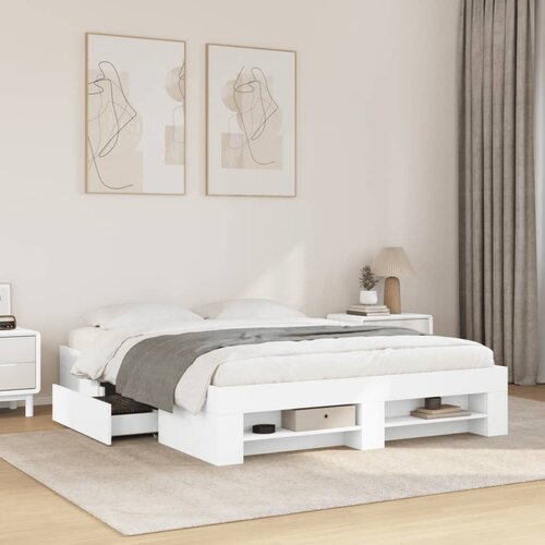 Furnova Posteljni okvir bel 150x200 cm inženirski les, (21942322) Slike