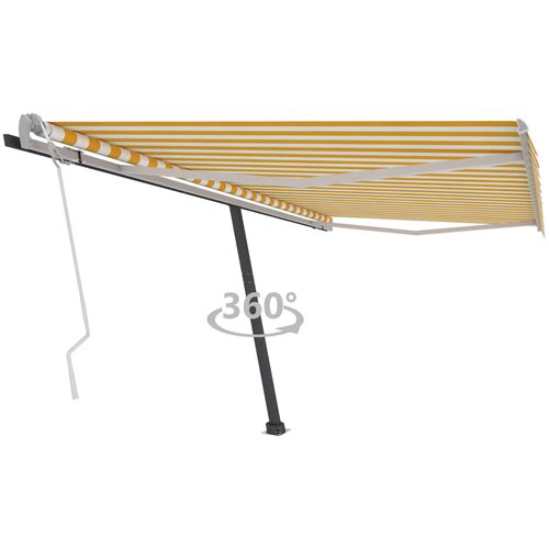 Tenda samostojeća tenda na ručno uvlačenje 400 x 350 cm žuto-bijela Slike