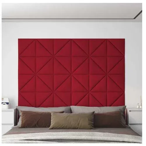  Stenski paneli 12 kosov vinsko rdeči 30x30 cm žamet 1,08 m²