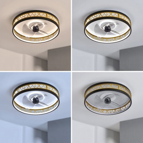 Brilagi LED prigu&amp;scaron;iva plafonski ventilator LED/34W/230V 50 cm crna/zlatna + daljinski upravljač Slike