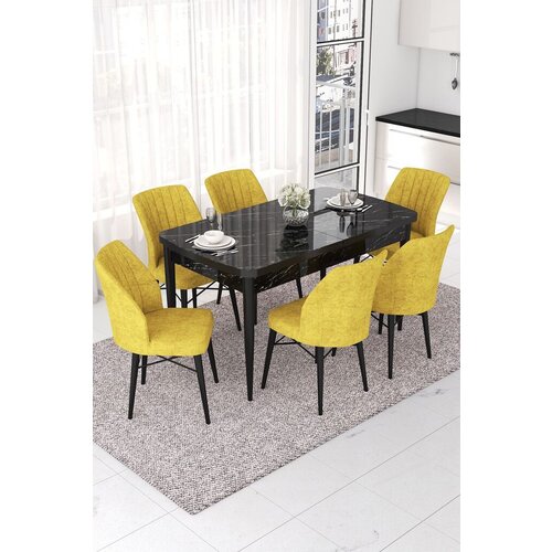 Hanah home set trpezarijski sto i 6 stolica nef, žuto-braon Cene