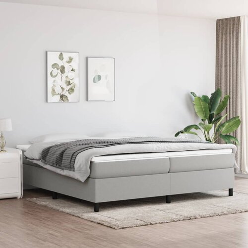  Okvir za krevet s oprugom svjetlosivi 200 x 200 cm od tkanine Slike