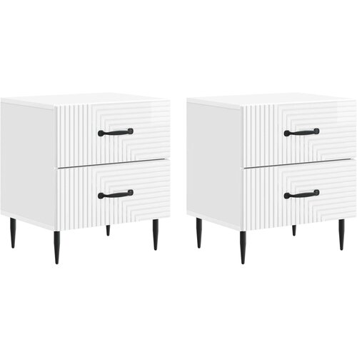  Noćni ormar 2 pcs Bijela visokog sjaja 43 x 34,5 x 47,5 cm Cijene
