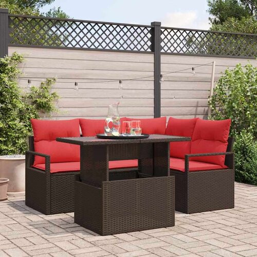  Sjedeća garnitura za vrt 5 pcs Smeđa i crvena poliratan Cene