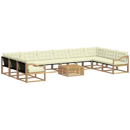 vidaXL Zunanja garnitura za sedenje z blazino 11 pcs Bela in krem, (5000282252) Cene