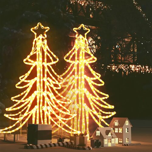  LED sklopiva figura božićno drvce 2 kom topla bijela 87x87x93cm Slike