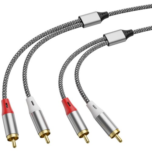 INF Dvoparni pleteni stereo avdio kabel 2RCA na 2RCA – zlitinski konektorji, visoko učinkovit izhod 2,3 m, (5000296197) Cene