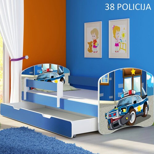 ACMA Dječji krevet s motivom, bočna plava + ladica 140x70 cm - 38 Policija Cijene