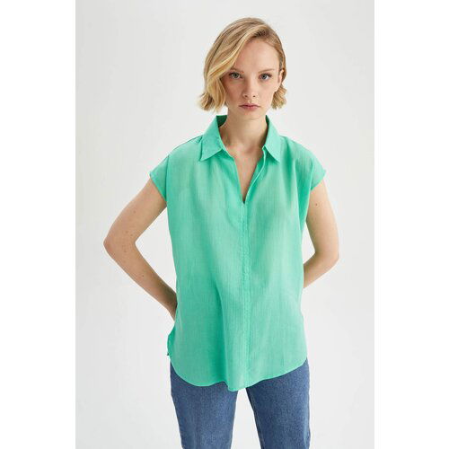 Defacto Regular Fit Shirt Collar Short Sleeve Short Sleeve Blouse Slike