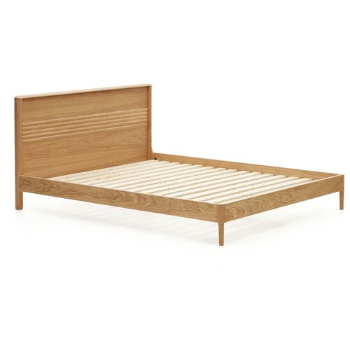 Kave Home Bračni krevet od punog hrasta s podnicom 180x200 cm u prirodnoj boji Lenon &amp;ndash; Slike