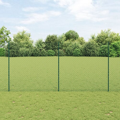 VidaXL Ograda od lanca sa 10 U postova Zelena 1.6x10 m Čelik Slike