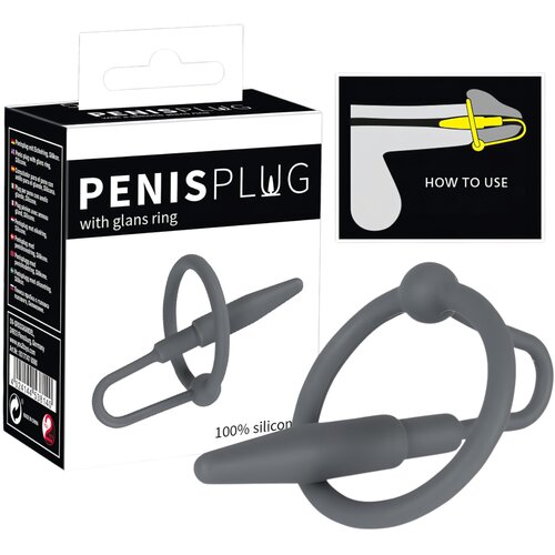 Penis Plug silikonski prsten za glavić s uretralnim konusom (sivo) Cijene