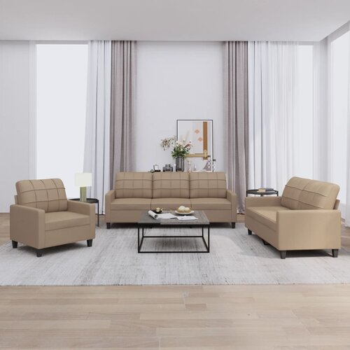  3-dijelni set sofa s jastucima boja cappuccina od umjetne kože Cijene