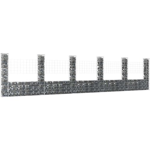  Gabionska ko&amp;scaron;ara U-oblika sa 6 stupova 620x20x150 cm željezna Slike