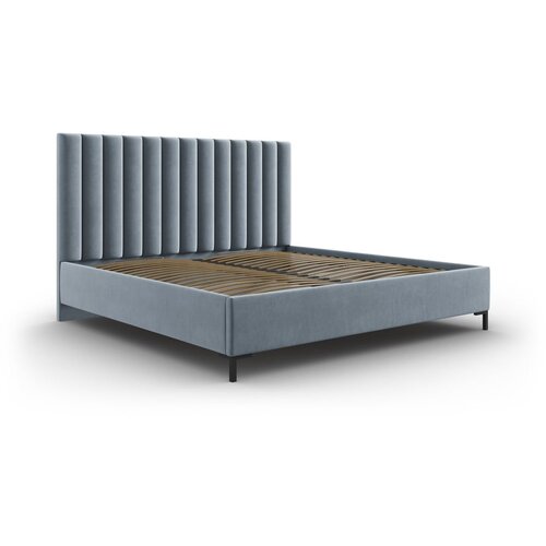 Mazzini Beds Svetlo modra oblazinjena zakonska postelja s prostorom za shranjevanje z letvenim dnom 160x200 cm Casey – Cene
