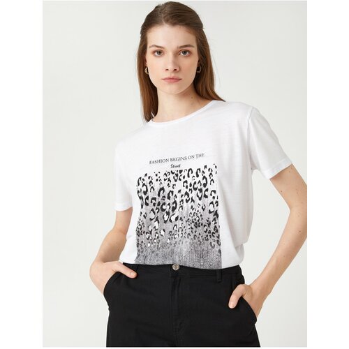Koton Leopard Printed T-Shirt Short Sleeve Crew Neck Cene