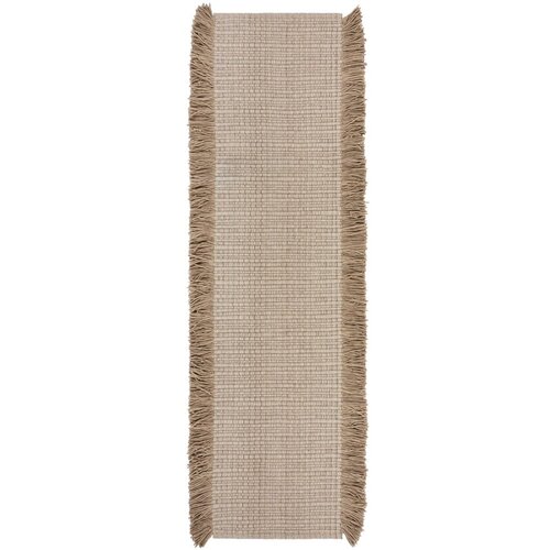 Flair Rugs Bež ručno rađena staza od mješavine vune 60x230 cm Rene Fringed Ribbed – Cijene