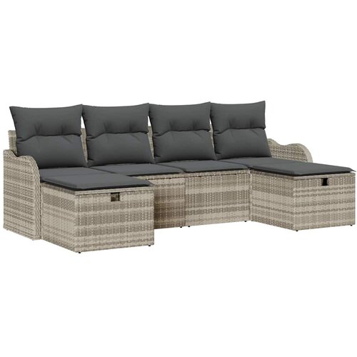  Sjedeća garnitura za vrt 6 kom. Svijetlo siva poliratan Svjetlosiva 231 x 117 x 85 cm Slike