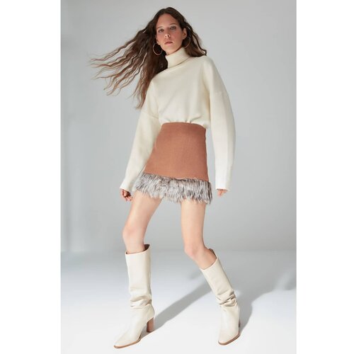 Trendyol Limited Edition Camel Mini Skirt Slike