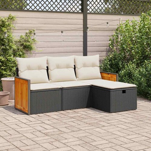  4-dijelni set vrtnih sofa od poliratana s jastucima crni Cijene