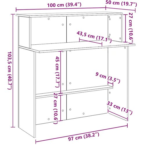  Recepcijski stol 100x50x103,5 cm konstruiranog drva Slike